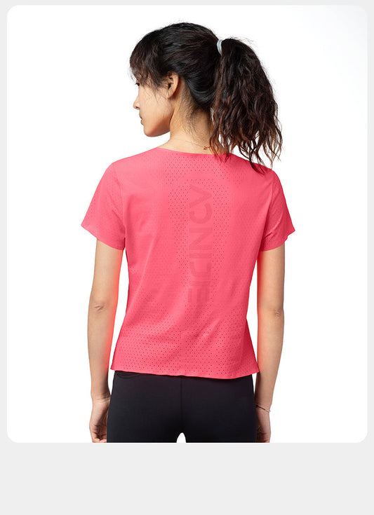 Aonijie FW6191 Breathable Women's Short Sleeves Sports T-shirts- PINK