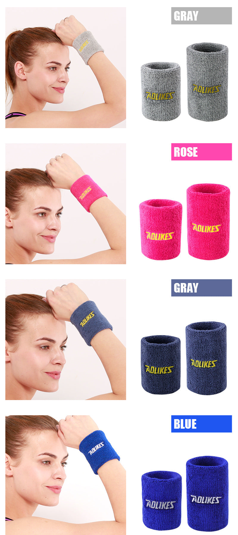 Aolikes 0235 Breathable Towel Sweatband Elastic Wristband