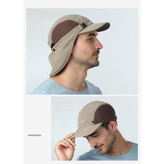 AONIJIE Sun Protection Cap with Detachable Neck Flap Cover - WHITE