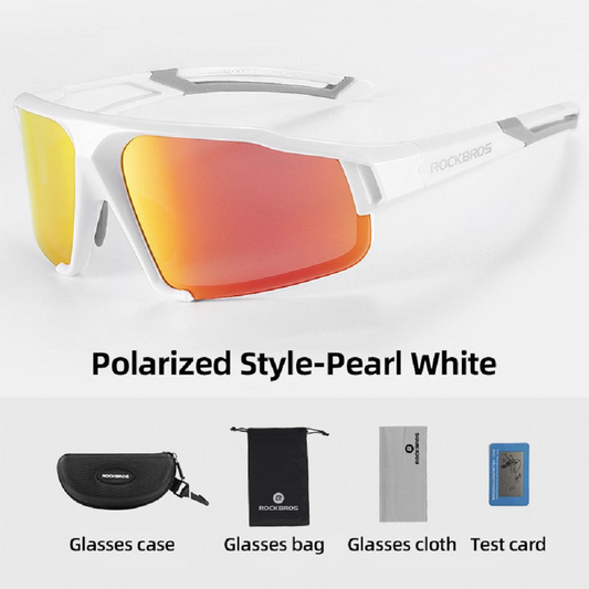 ROCKBROS UV400 Outdoor Cycling Polarized Sports Glasses - PEARL WHITE