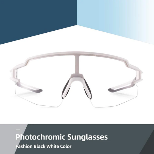 ROCKBROS UV400 Half Frame Photochromic Sports Sunglasses - WHITE