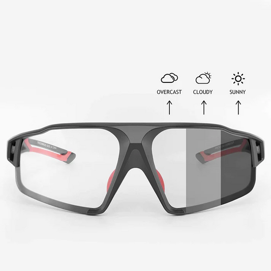 ROCKBROS UV400 Lens Photochromic Cycling Sports Glasses - BLACK