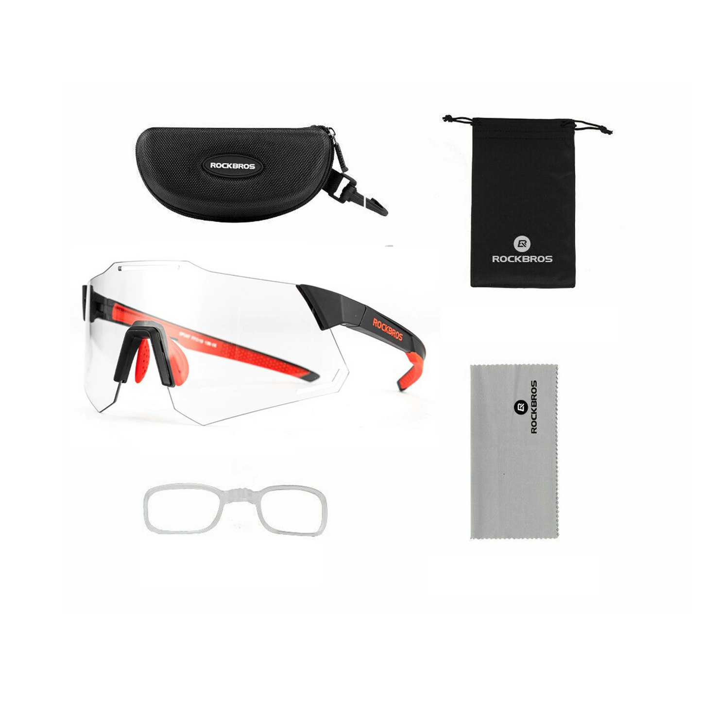 ROCKBROS Photochromic Cycling Sports Glasses - BLACK/RED