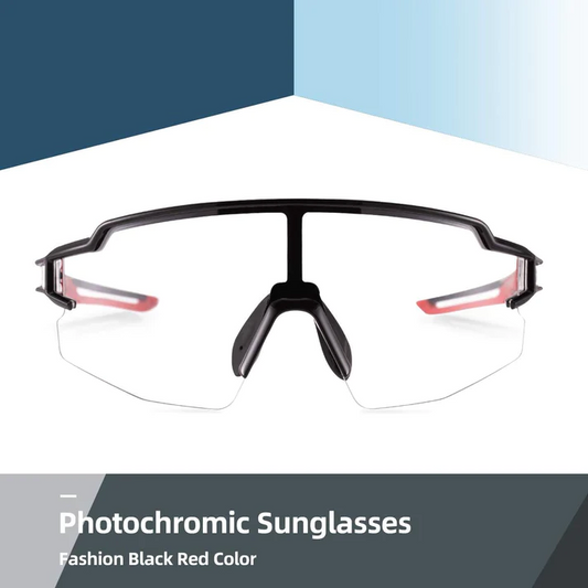 ROCKBROS UV400 Half Frame Photochromic Sports Sunglasses - BLACK/RED