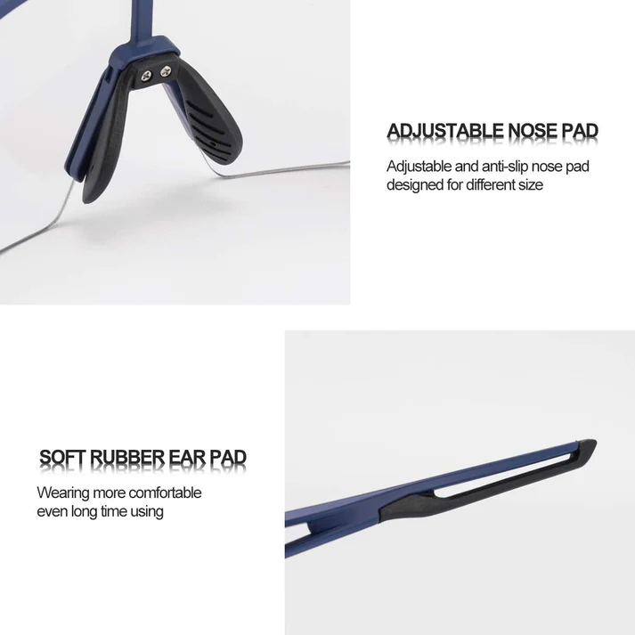 ROCKBROS UV400 Half Frame Photochromic Sports Sunglasses - BLUE