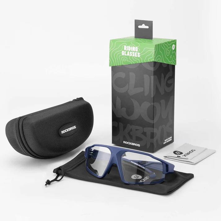 ROCKBROS UV400 Lens Photochromic Cycling Glasses - BLUE