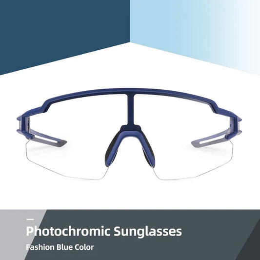 ROCKBROS UV400 Half Frame Photochromic Sports Sunglasses - BLUE