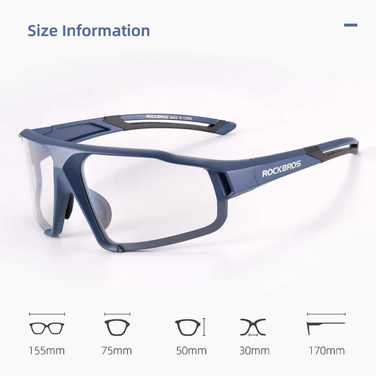 ROCKBROS UV400 Lens Photochromic Cycling Glasses - BLUE