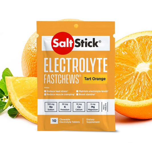 SaltStick Electrolyte Fastchews (Tart Orange) - Packet of 10 Chewable tablets
