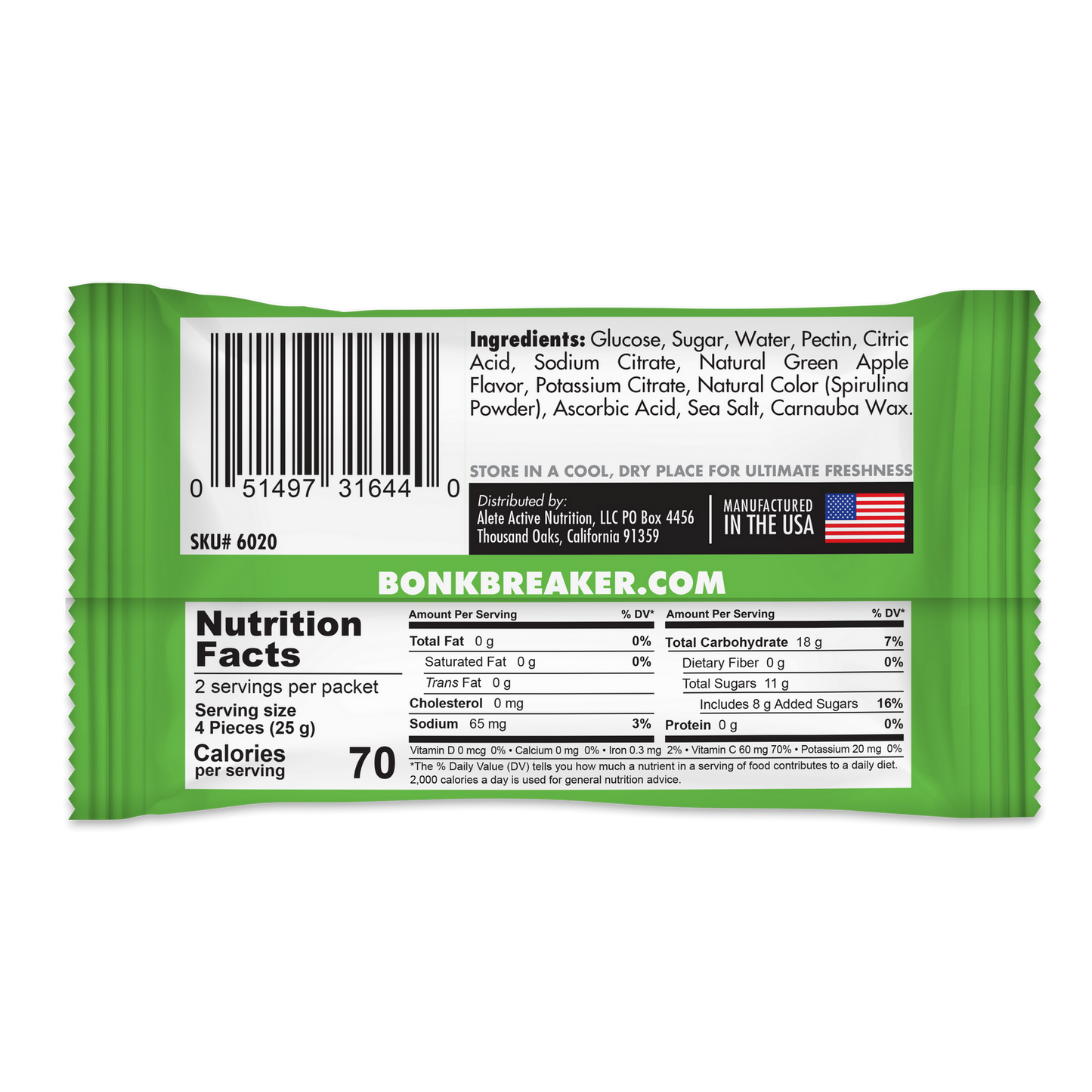Bonk Breaker Energy Chews Green Apple - 1 pack