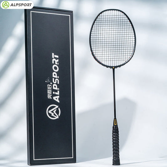 ALP SPORT 1pc BLACK XHP - ALP XHP 6U G4 Carbon Fiber Badminton Racket Flexible & Lightweight With Grips Full Carbon Rackets