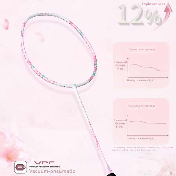 ALP SPORT TXCF 1pc 4U BADMINTON RACKET - ALP Cherry Carbon Fiber Pink & Purple Goddess Model