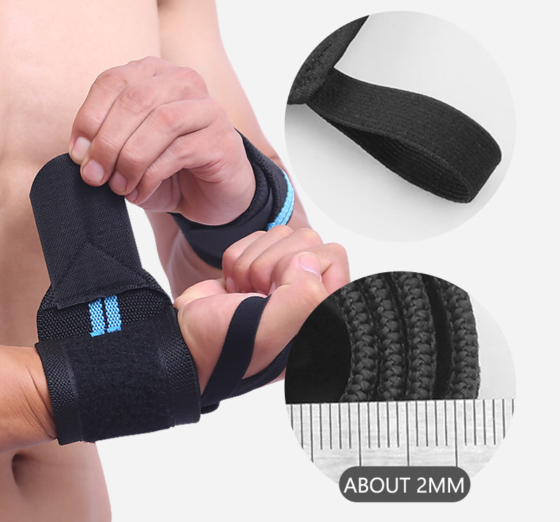 Aolikes C-1538 Universal Cotton Wrist Wraps With Thumb Loops Braces For Powerlifting - BLUE