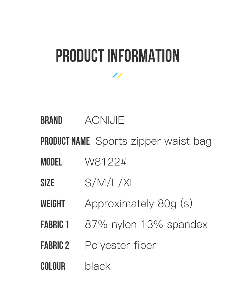 Aonijie W8122 Running WAIST BELT BAG - BLACK