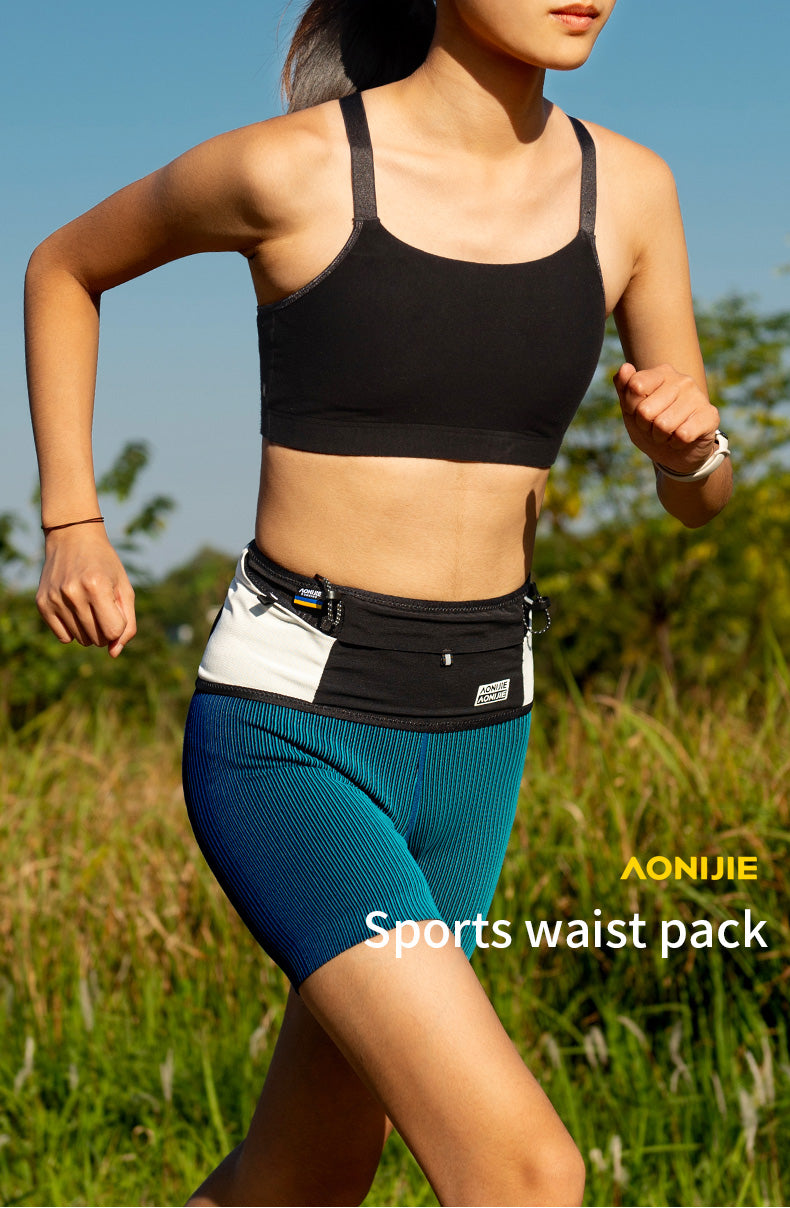 Aonijie W8121 Running Belt WAIST BELT - BLACK/WHITE