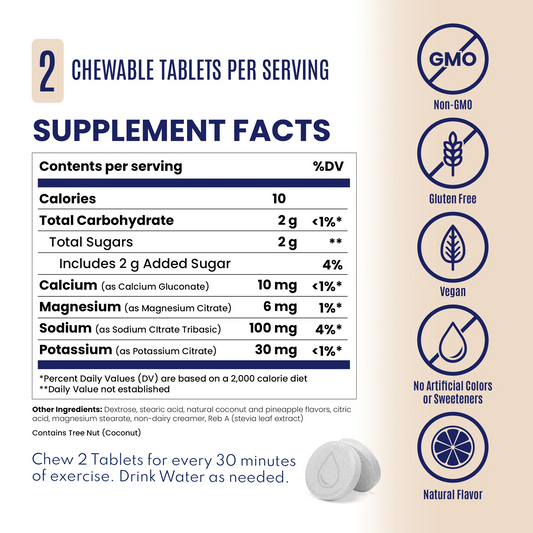 SaltStick Electrolyte FastChews (Coconut Pineapple) - Packet of 10 Chewable Tablets
