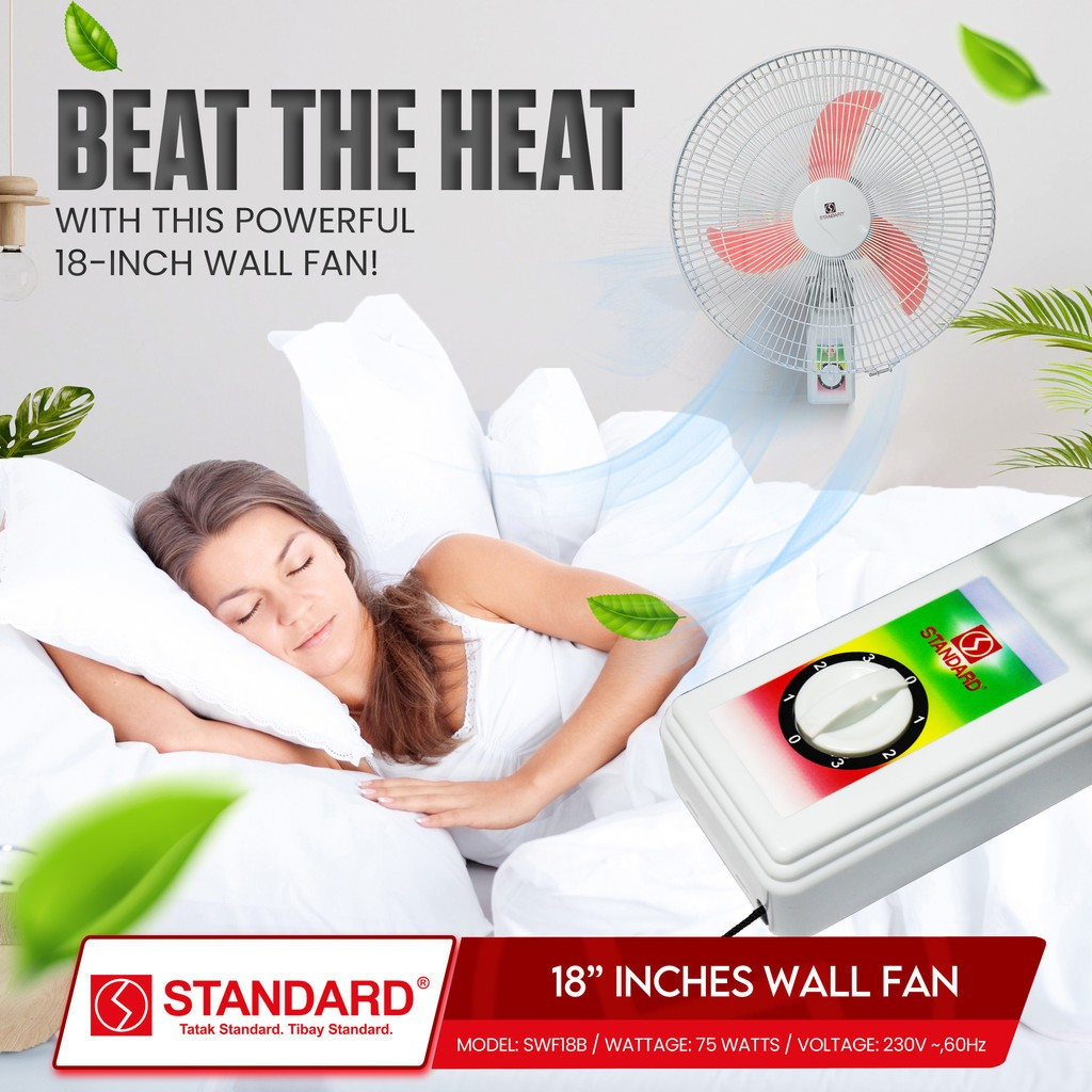STANDARD Electric Fan 18" (Wall Fan Banana Type Plastic Blade) SWF18B - RED