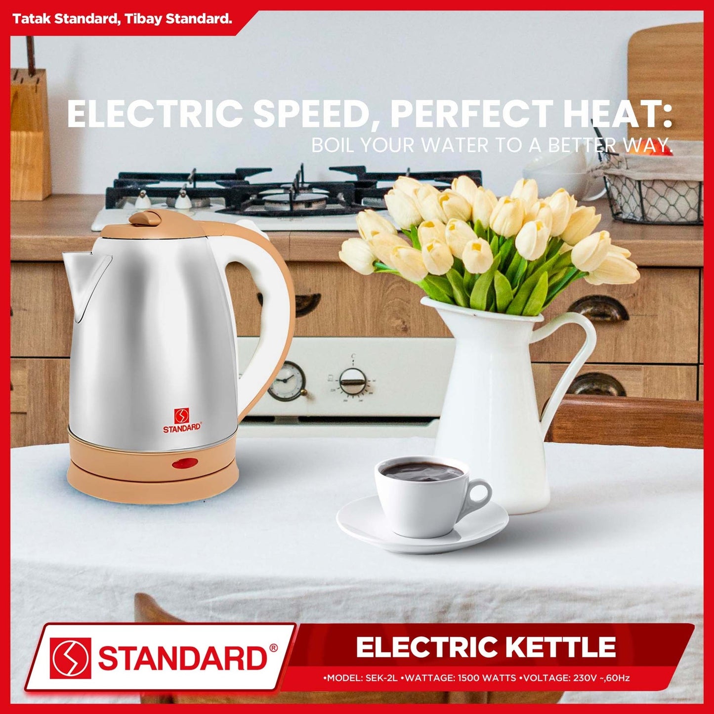 STANDARD Electric Kettle (2L) STAINLESS STEEL BODY - SEK-2L