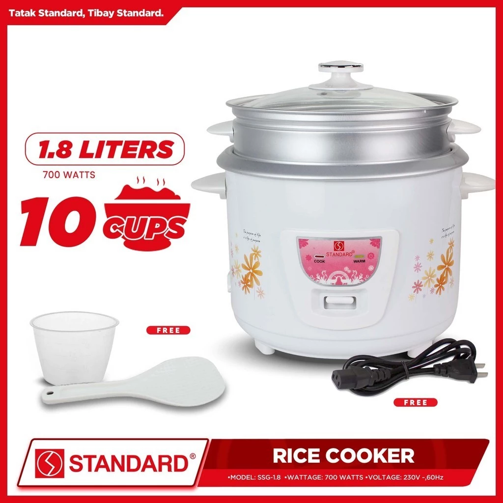 STANDARD Rice Cooker - 1.8 Liters with Steamer - SSG-1.8