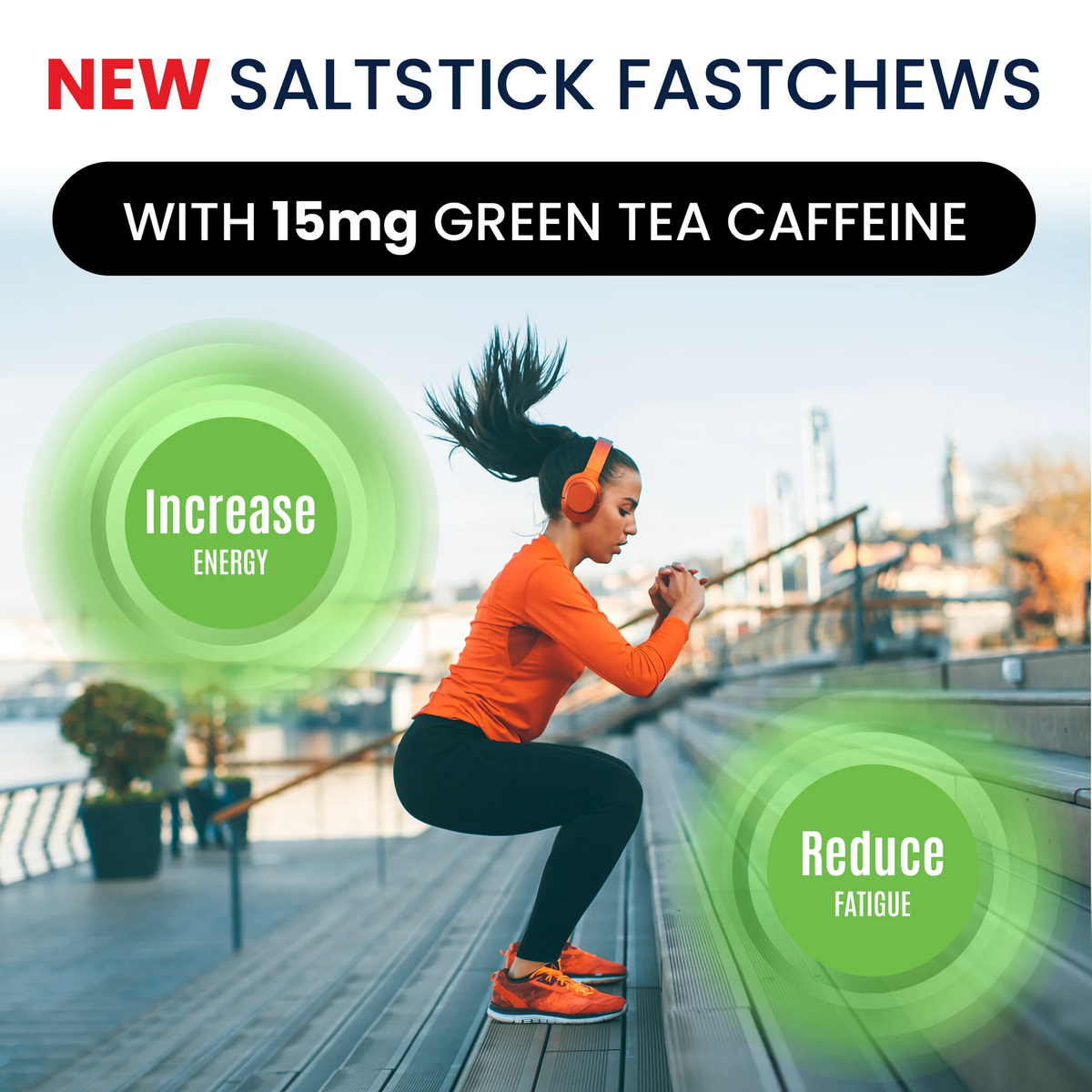 SaltStick Electrolyte FastChews (Tropical Twist + Caffeine) - Packet of 10 Chewable Tablets