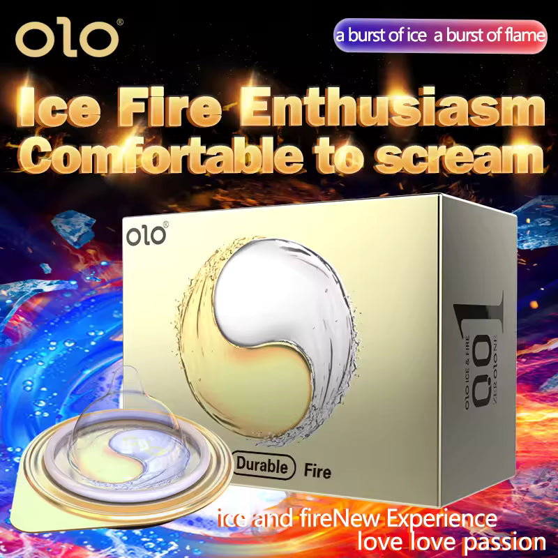 OLO FIRE AND ICE OIL DELAY CONDOM (10PCS) - Round Packaging