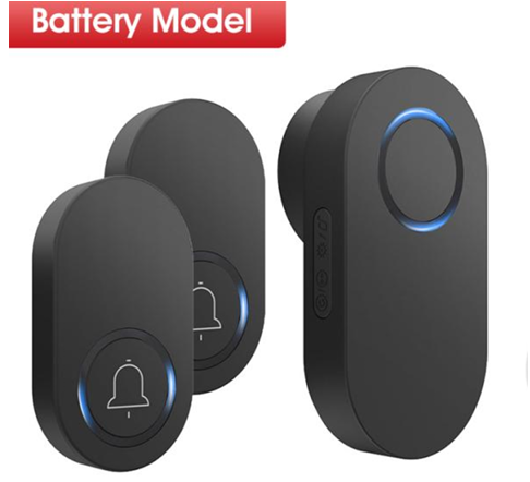 SMATRUL Wireless Doorbell BATTERY MODEL [2 BUTTONS - 1 RECEIVER] - Black