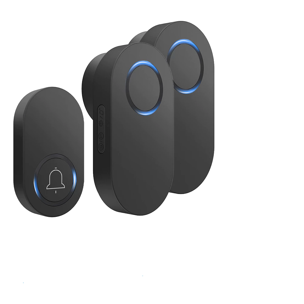 SMATRUL Wireless Doorbell BATTERY MODEL [1 BUTTON - 2 RECEIVERS] - Black