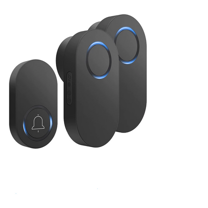 SMATRUL Wireless Doorbell BATTERY MODEL [1 BUTTON - 2 RECEIVERS] - Black