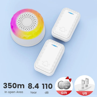 SMATRUL Wireless Door Bell [2 BUTTONS - 1 RECEIVER] - White