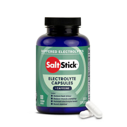 BOTTLE 100ct - SaltStick Race Ready Electrolyte Caps Plus + Caffeine - buffered electrolyte salts