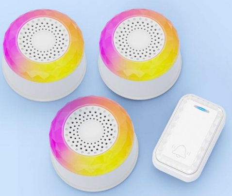 SMATRUL Wireless Door Bell [1 BUTTON - 3 RECEIVERS] - White