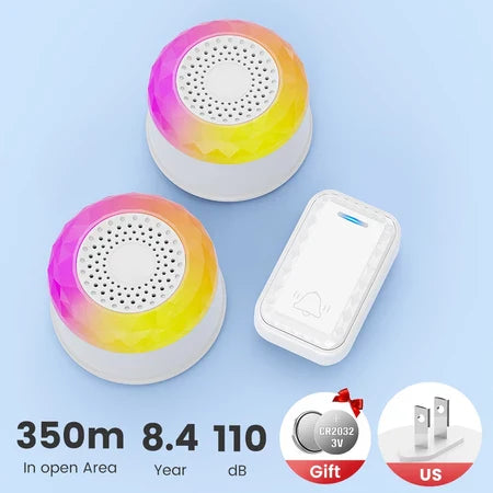 SMATRUL Wireless Door Bell [1 BUTTON - 2 RECEIVERS] - White