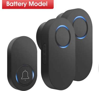 SMATRUL Wireless Doorbell BATTERY MODEL [1 BUTTON - 2 RECEIVERS] - Black