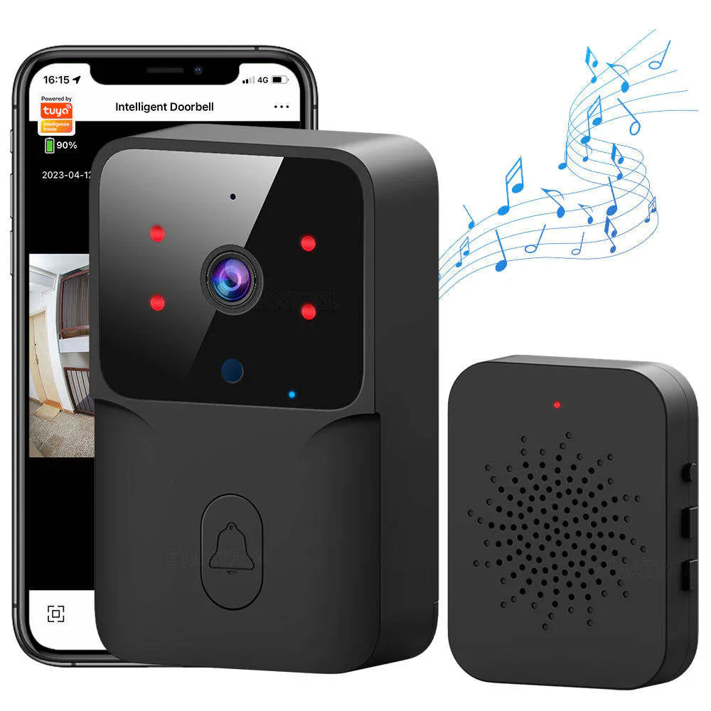 SMATRUL TUYA Wireless Intelligent  High-Definition Camera Wi-Fi Doorbell  (Outdoor) - Black 1/2