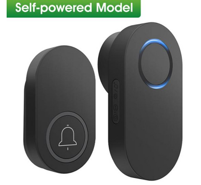 SMATRUL Self-Powered Wireless Model Doorbell [1 BUTTON - 1 RECEIVER] - Black