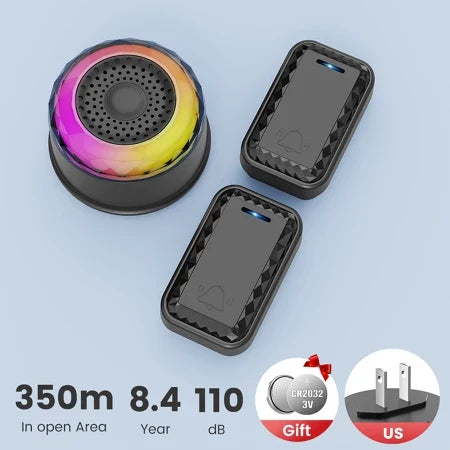 SMATRUL Wireless Door Bell [1 RECEIVER - 2 BUTTONS] - Black