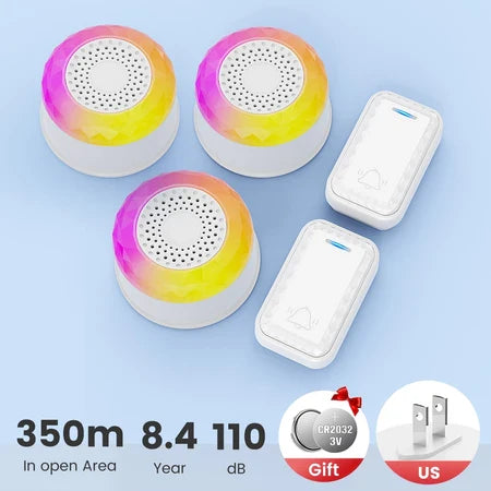 SMATRUL Wireless Door Bell [2 BUTTONS - 3 RECEIVERS] - White