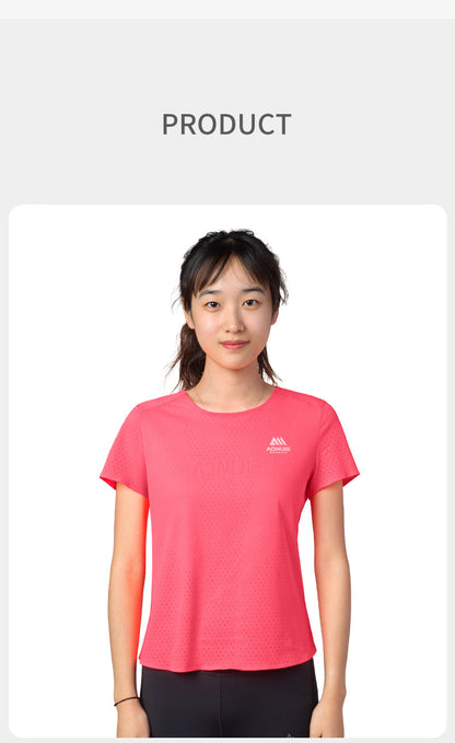 Aonijie FW6191 Breathable Women's Short Sleeves Sports T-shirts- PINK