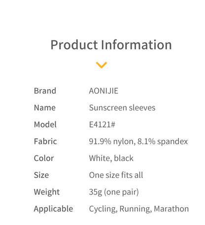 AONIJIE E4121 Running UV Protection Sunscreen Sleeves - WHITE