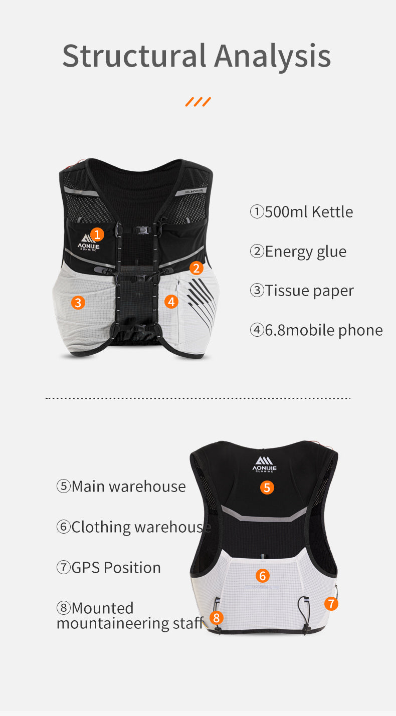 AONIJIE C9116-5L Hydration Running Vest Backpack 5L - BLUE (Medium)