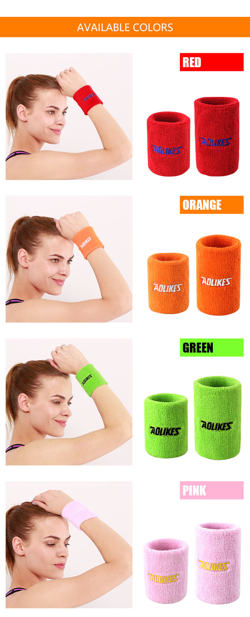 Aolikes 0235 Breathable Towel Sweatband Elastic Wristband