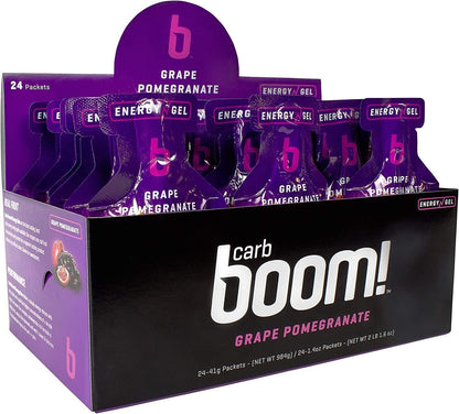 Carb BOOM Energy Gel [GRAPE POMEGRANATE] Single Serve Packet Sachet 41g - EXP DATE MAY 23, 2026