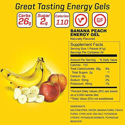 Carb BOOM Energy Gel [BANANA PEACH] Single Serve Packet Sachet 41g - EXP DATE MAY 23, 2026