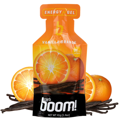Carb BOOM Energy Gel [VANILLA ORANGE CAFFEINE] Single Serve Packet Sachet 41g - EXP DATE MAY 23, 2026