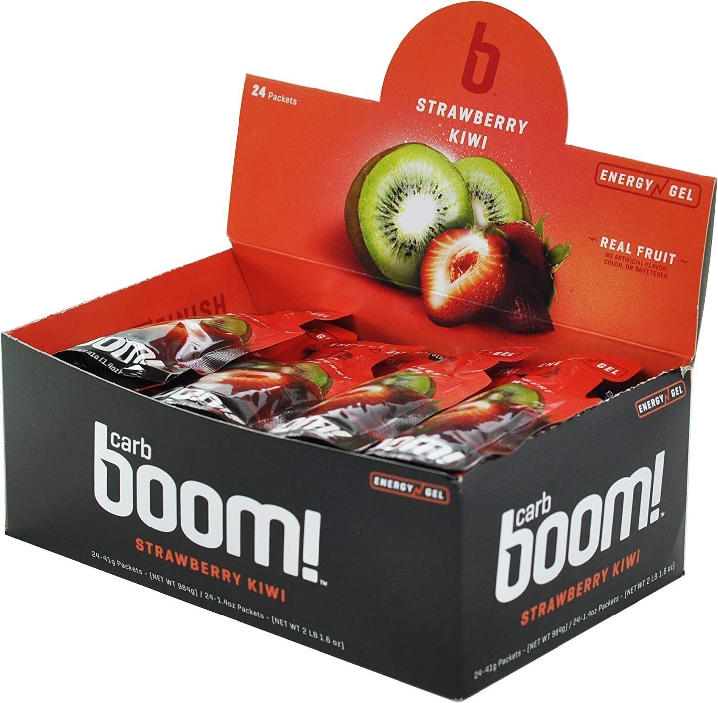 Carb BOOM Energy Gel [SRAWBERRY-KIWI] Single serve Packet Sachet 41g - EXP DATE MAY 23, 2026