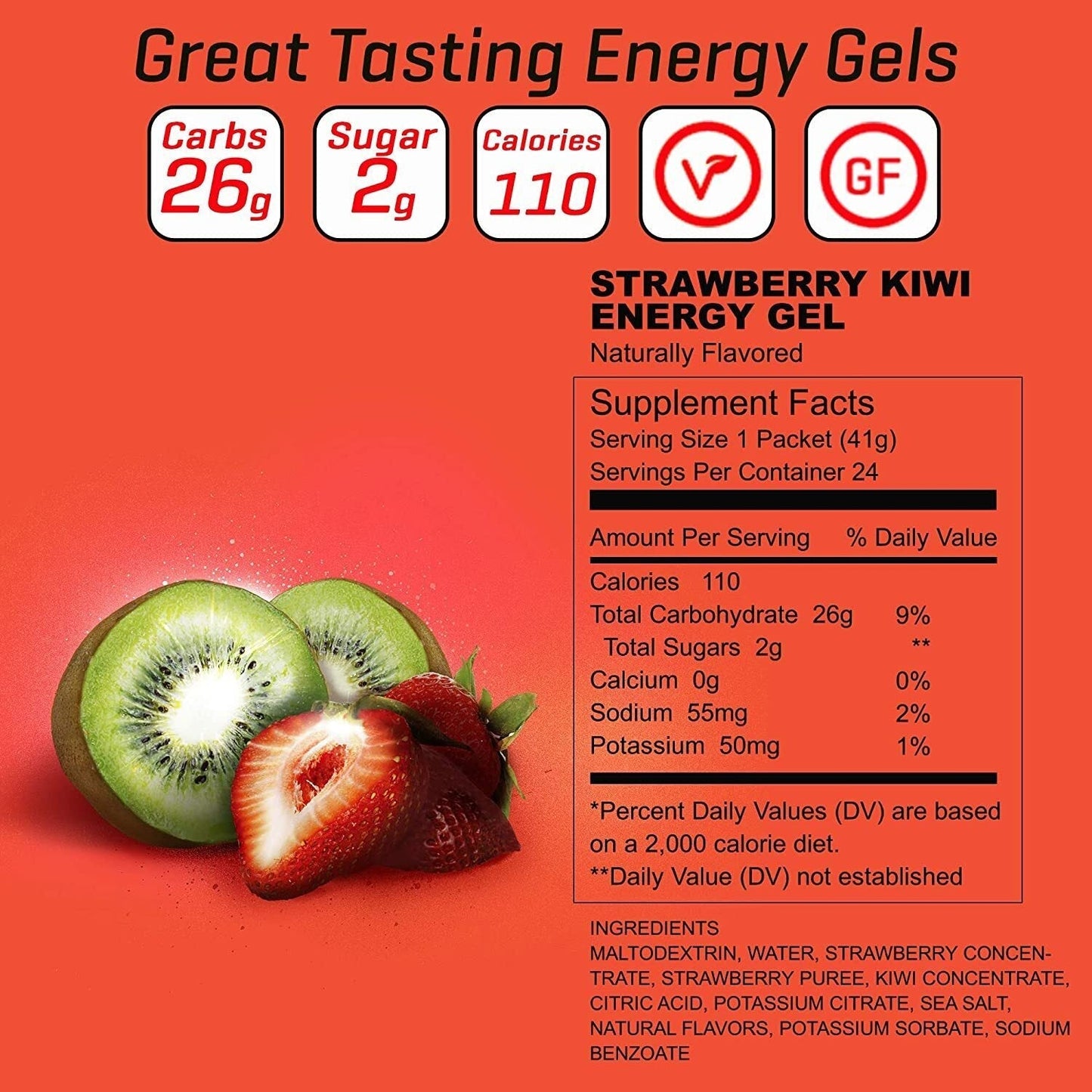 Carb BOOM Energy Gel [SRAWBERRY-KIWI] Single serve Packet Sachet 41g - EXP DATE MAY 23, 2026