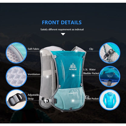 Aonijie MINT GREEN Hydration Backpack Running Vest 5L (vest only - flask, bladder or bottles are sold seperately)