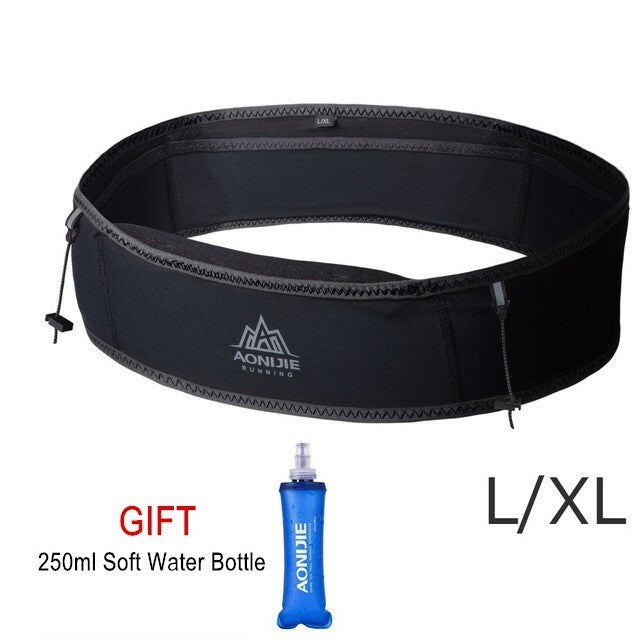 AONIJIE Slim Waist Belt with 250ML Soft Flask  [BLACK L/XL]