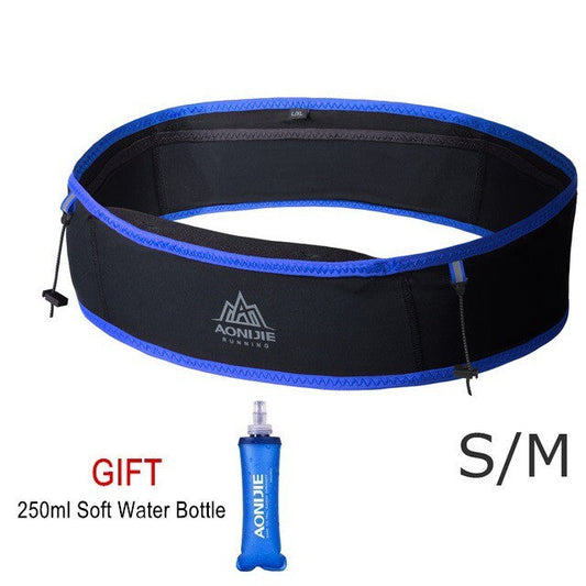 AONIJIE Slim Waist Belt with 250ML Soft Flask  [BLACK BLUE S/M]