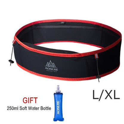 AONIJIE Slim Waist Belt with 250ML Soft Flask  [BLACK RED L/XL]